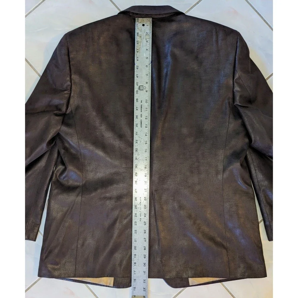 Emanuel Ungaro Men's 48R Brown Leather Look Sport Coat Blazer 2 Button Polyester